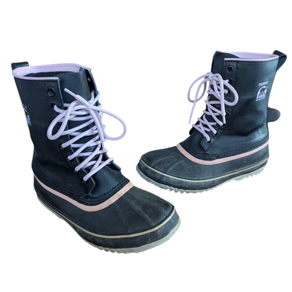 Sorel Black & Pink Leather Waterproof Insulated Women's Winter Snow Boots Size 9 - Picture 3 of 16
